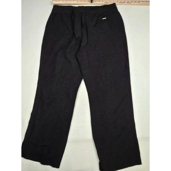 Calvin Klein Womens Black Linen Blend Drawstring Pants Size 16 Flawed - Picture 7 of 7